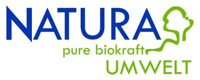 Logo von NATURA mit dem Schriftzug 'pure biokraft' und einer stilisierten Umrisszeichnung. TEAtherm in Dinkelsbühl